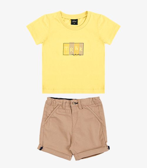 Conjunto Infantil Camiseta Com Bermuda Trick Nick Amarelo