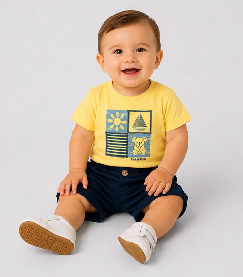 Conjunto Infantil Camiseta Com Bermuda Trick Nick Amarelo