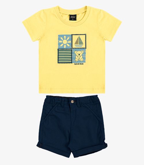 Conjunto Infantil Camiseta Com Bermuda Trick Nick Amarelo