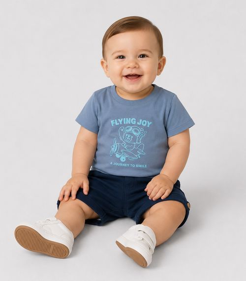 Conjunto Infantil Camiseta Com Bermuda Trick Nick Azul