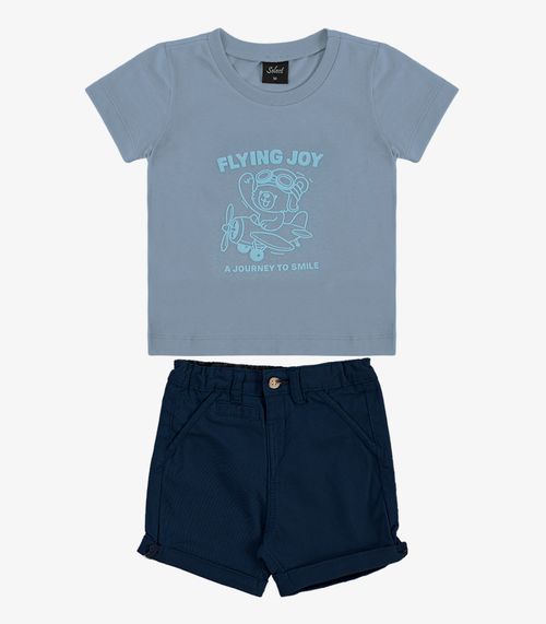 Conjunto Infantil Camiseta Com Bermuda Trick Nick Azul