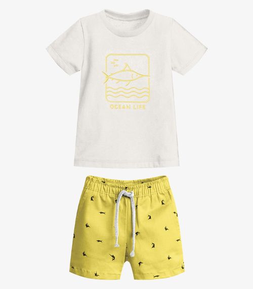 Conjunto Infantil Camiseta Com Bermuda Trick Nick Amarelo