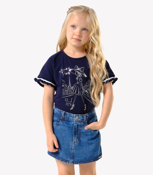 Blusa Infantil Cotton Leve Com Estampa Trick Nick Azul