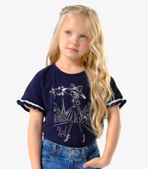 Blusa Infantil Cotton Leve Com Estampa Trick Nick Azul