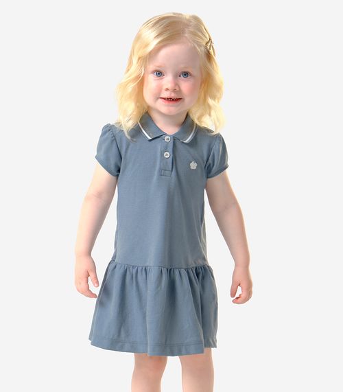 Vestido Infantil Menina Polo Piquet Trick Nick Azul