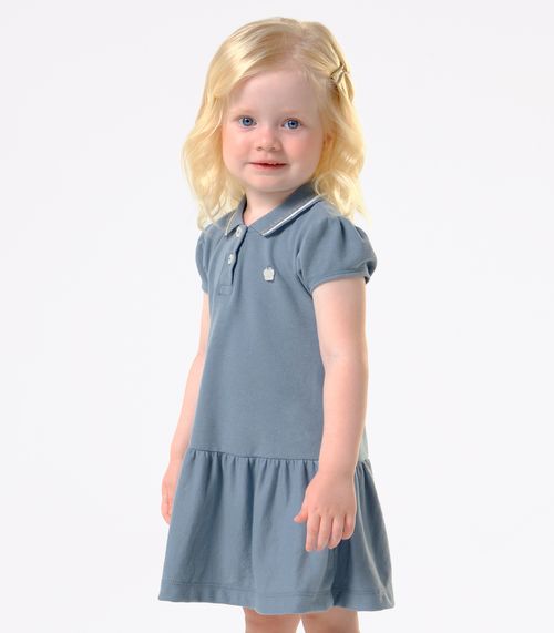 Vestido Infantil Menina Polo Piquet Trick Nick Azul