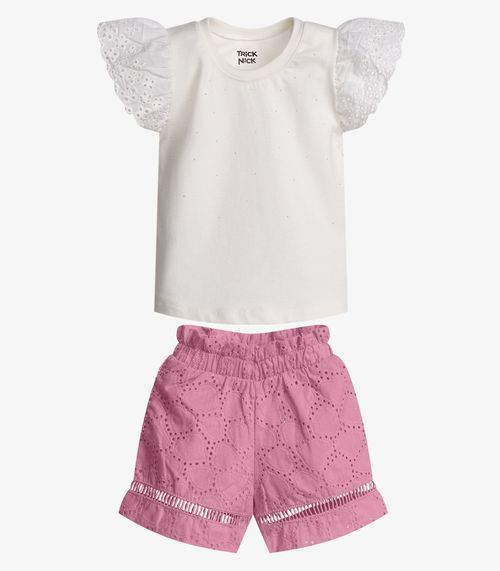 Conjunto Menina Blusa Com Shorts Trick Nick Bege