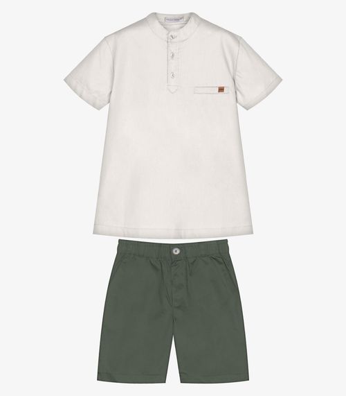 Conjunto Infantil Camisa Com Bermuda Trick Nick Bege