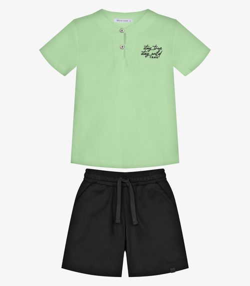 Conjunto Infantil Camisa Com Bermuda Trick Nick Verde