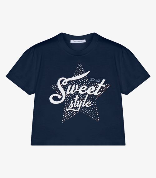 Conjunto Blusa Com Shorts Jeans Trick Nick Azul