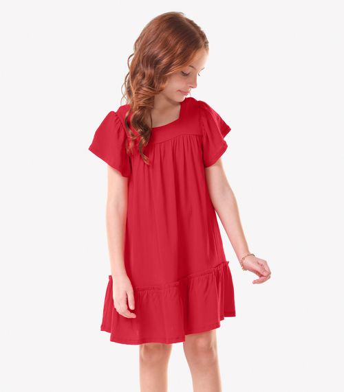 Vestido Infantil Viscose Liso Trick Nick Vermelho