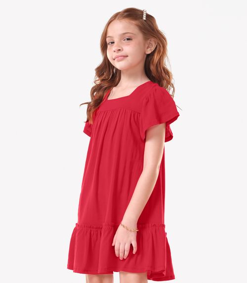 Vestido Infantil Viscose Liso Trick Nick Vermelho