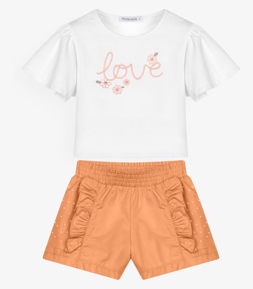 Conjunto Menina Blusa Com Shorts Trick Nick Branco
