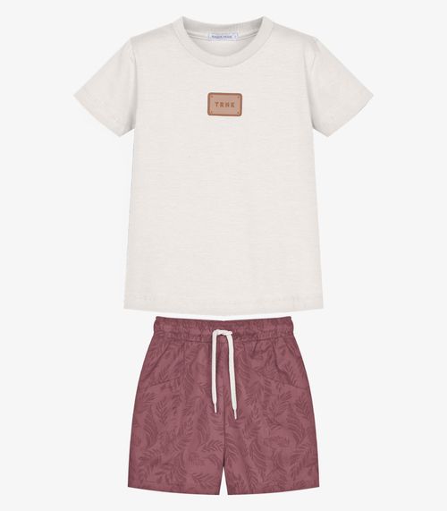 Conjunto Camiseta Cotton Com Bermuda Trick Nick Bege