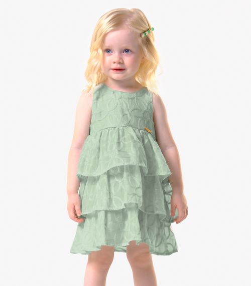 Vestido Menina Infantil Poly Bordado Trick Nick Verde