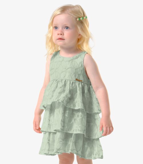 Vestido Menina Infantil Poly Bordado Trick Nick Verde