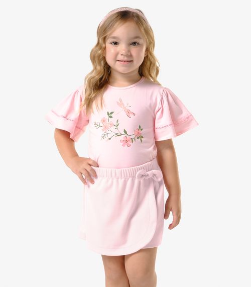 Shorts Saia Infantil Piquet Trick Nick Rosa