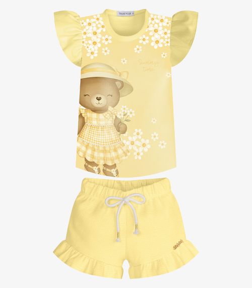 Conjunto Feminino Blusa Com Shorts Trick Nick Amarelo