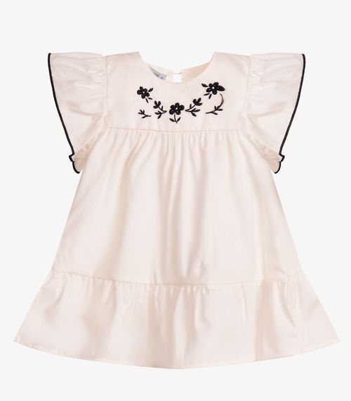 Vestido Infantil Menina Tricoline Trick Nick Bege