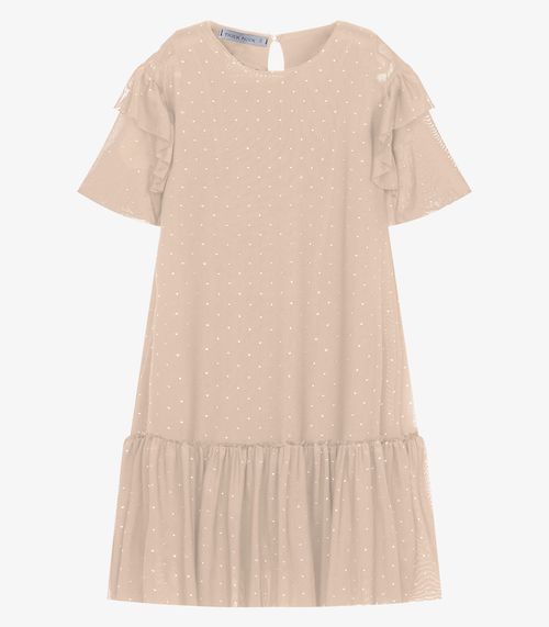 Vestido Infantil Meia Malha Estampado Trick Nick Rosa