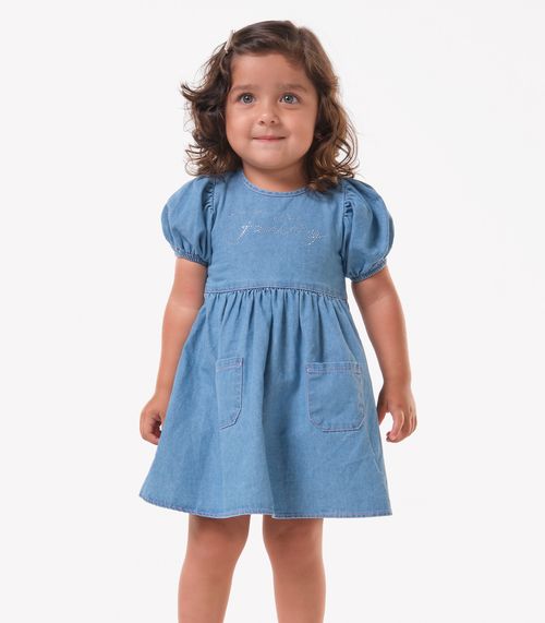 Vestido Infantil Jeans Trick Nick Azul