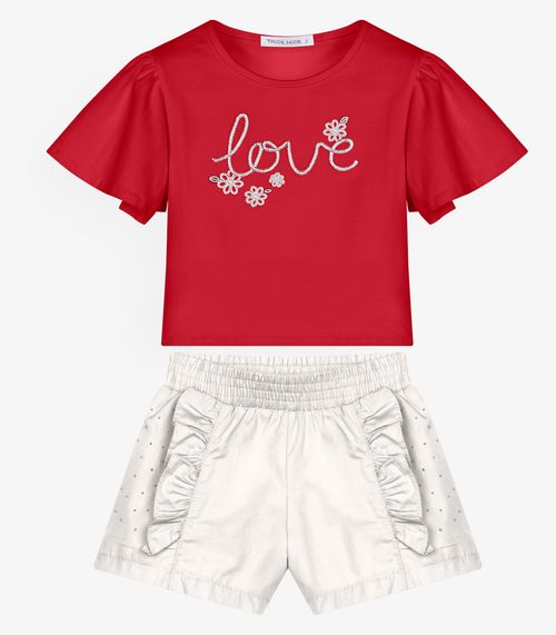 Conjunto Menina Blusa Com Shorts Trick Nick Vermelho