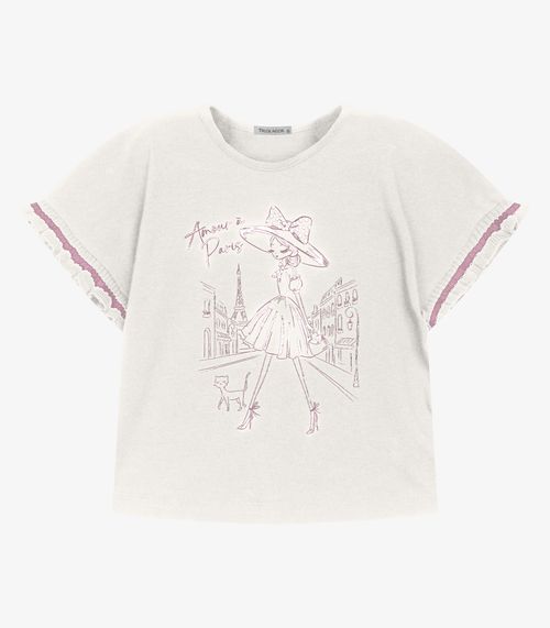 Blusa Infantil Cotton Leve Com Estampa Trick Nick Bege