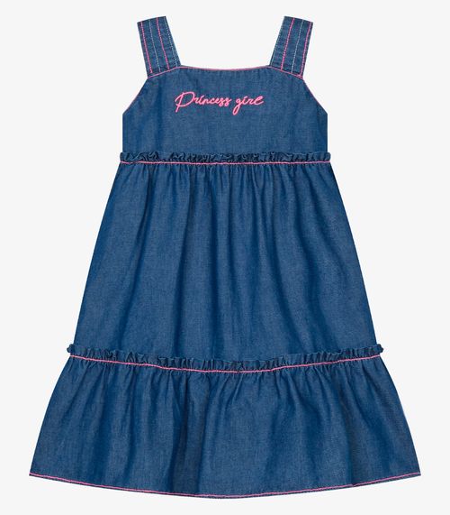 Vestido Infantil Jeans Com Bordado Trick Nick Azul