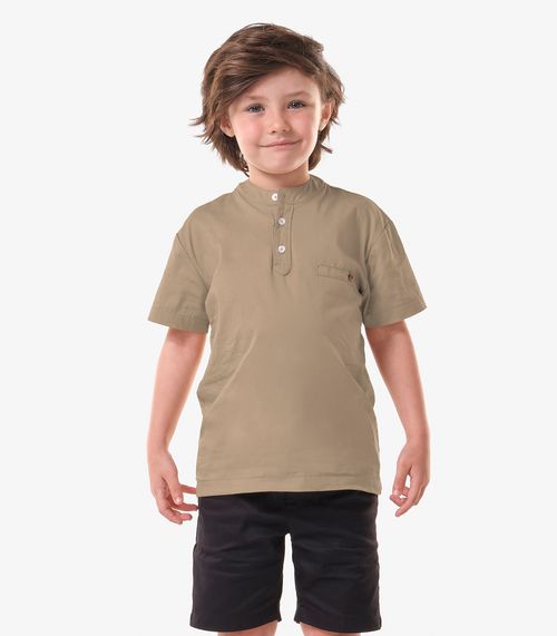 Conjunto Infantil Camisa Com Bermuda Trick Nick Bege