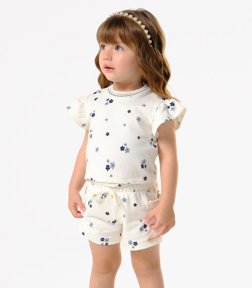 Conjunto Menina Blusa Com Shorts Trick Nick Bege