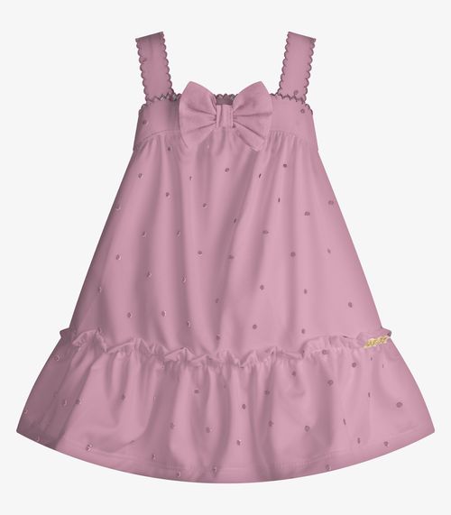 Vestido Infantil Malha Tech Poá Trick Nick Rosa