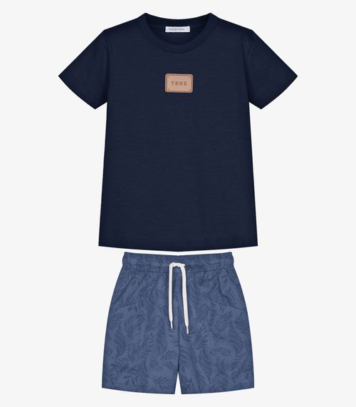 Conjunto Camiseta Cotton Com Bermuda Trick Nick Azul