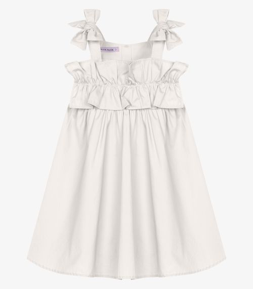 Vestido Infantil Menina Tricoline Trick Nick Bege