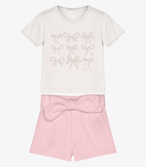 Conjunto Infantil Blusa Com Shorts Trick Nick Bege