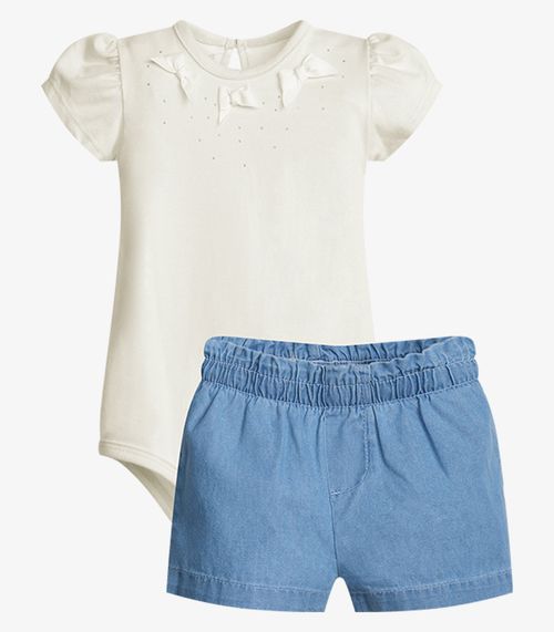 Conjunto Menina Body Com Shorts Trick Nick Bege