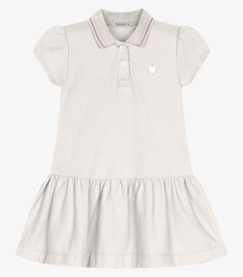 Vestido Infantil Menina Polo Piquet Trick Nick Bege