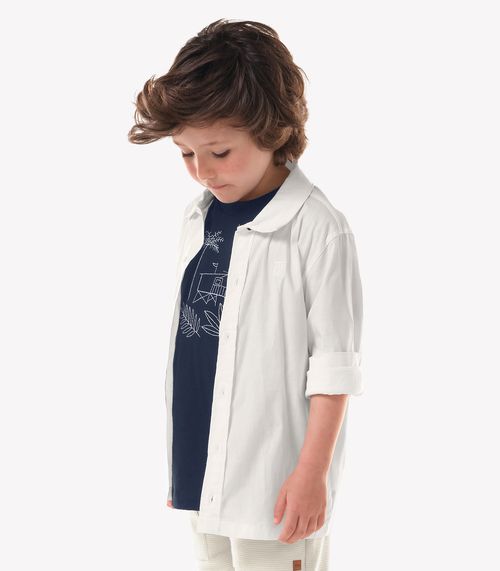 Camisa Infantil Manga Longa Masculina Trick Nick Bege