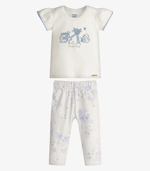 Conjunto Menina Blusa Com Legging Trick Nick Bege