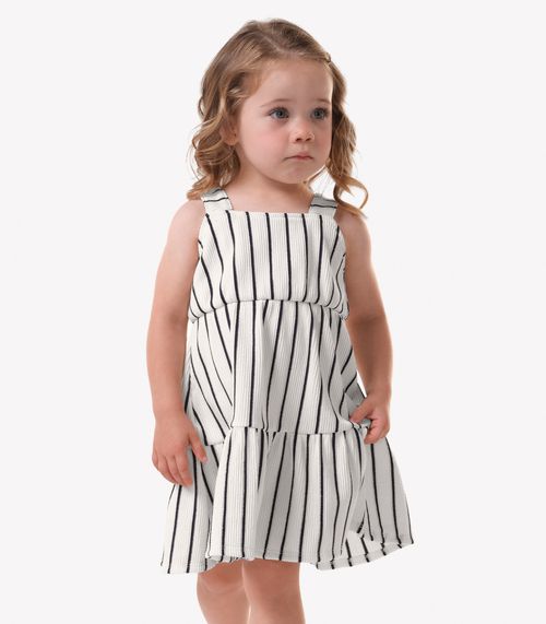 Vestido Infantil Menina Listrado Trick Nick Bege