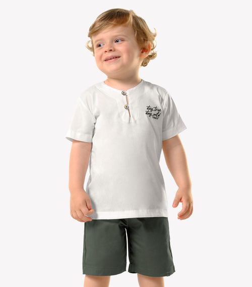 Conjunto Infantil Camisa Com Bermuda Trick Nick Bege