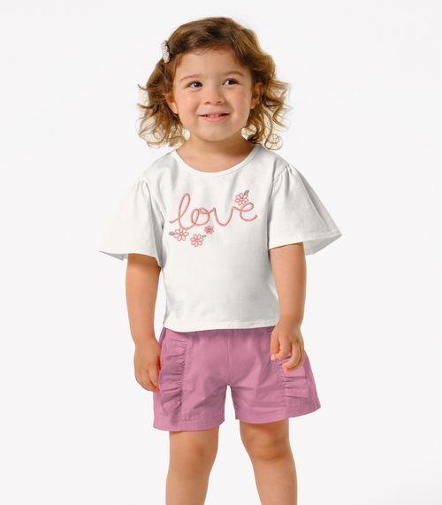 Conjunto Menina Blusa Com Shorts Trick Nick Bege