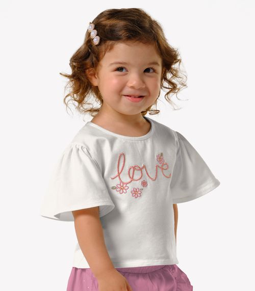 Conjunto Menina Blusa Com Shorts Trick Nick Bege