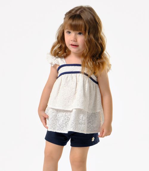 Conjunto Menina Blusa Com Shorts Trick Nick Bege