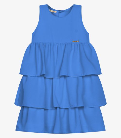 Vestido Infantil Chiffon Babados Trick Nick Azul