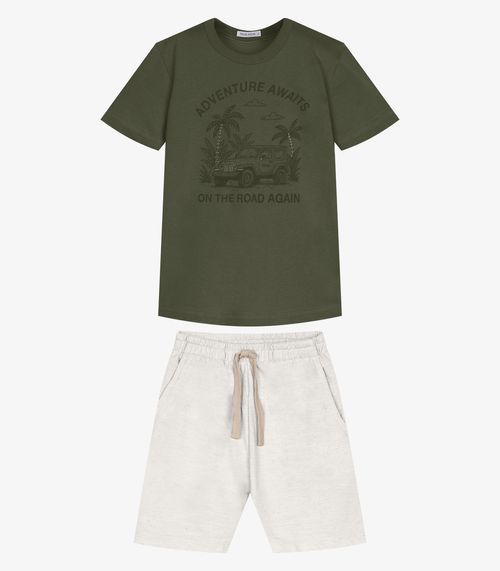 Conjunto Infantil Camiseta Com Bermuda Trick Nick Verde