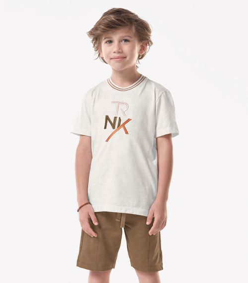 Conjunto Infantil Camiseta Com Bermuda Trick Nick Bege