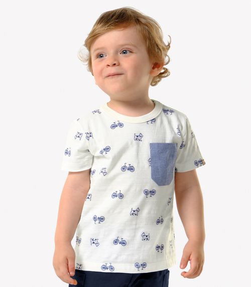 Conjunto Infantil Camiseta Com Bermuda Trick Nick Bege