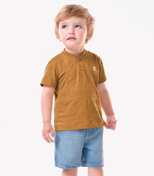 Conjunto Camiseta Com Bermuda Infantil Trick Nick Marrom