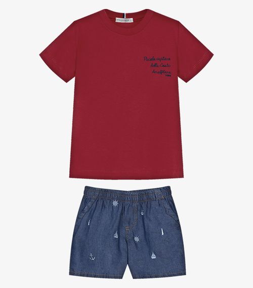 Conjunto Infantil Camiseta Com Bermuda Trick Nick Vermelho