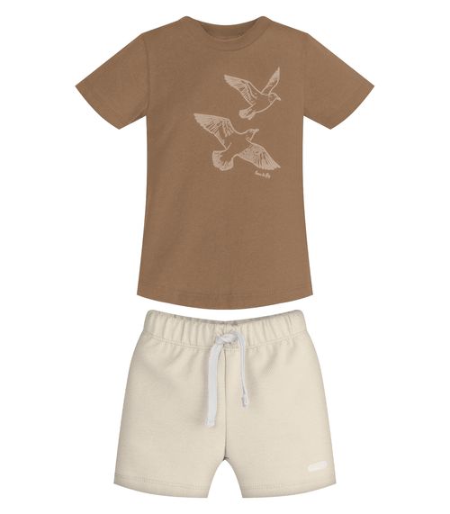 Conjunto Infantil Camiseta Com Bermuda Trick Nick Marrom
